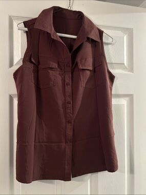 Sleeveless Button-Front Blouse